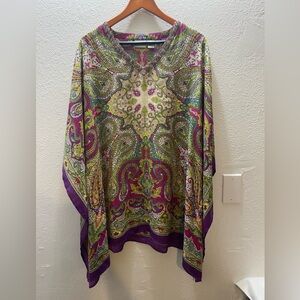 Chico's  Women's S/M V-Neck Multicolor Paisley Poncho Tunic